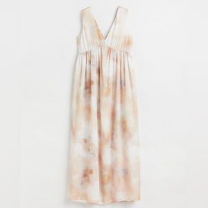 H&M Watercolor Tie-Dye Maxi Dress in Cream and Peach